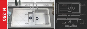 تصویر سینک ظرفشویی گرانیتی ونسی مدل M350