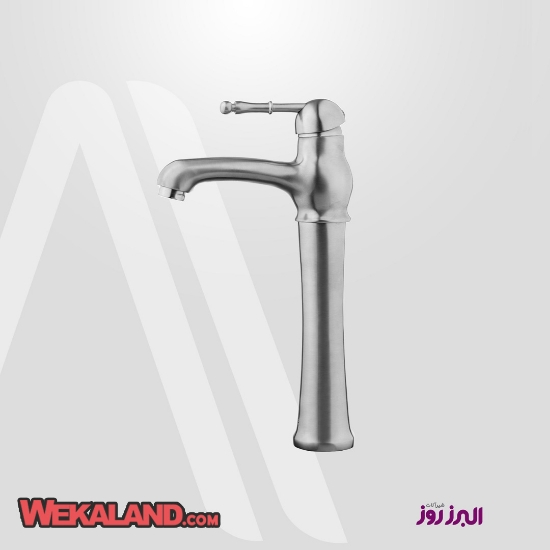 تصویر  شیر روشویی پایه بلند البرز روز مدل مارتین استیل مات 